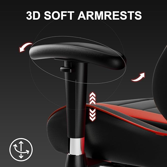 Gaming Chair with Footrest High Back Computer Chair Ergonomic Game Desk Chair Racing Executive Adjustable Swivel Rocker with Headrest and Lumbar Support