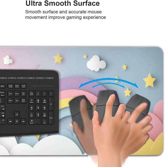 Cute Unicorn Gaming Mouse Pad Non-Slip Rubber Base 2XL Mousepad with Stitched EdgesWaterproof Washable Mouse Mat for Desk Home Office Gaming 16x35.5in