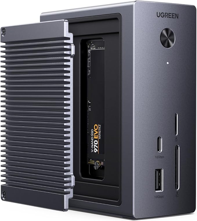 UGREEN Revodok NVMe Docking Station 10-in-1 USB-C Hub 4K@60Hz HDMI M.2 NVMe SSD Enclosure 10Gbps USB-C/A 100W PD Charging Gigabit Ethernet SD/TF for MacBook M5 Mac mini M4 Windows Laptop