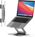 Tobenone Laptop Docking Station Stand for MacBook Pro/Air/Dell/HP/Surface/Lenovo Mac Docking Station with 4K HDMI USB 3.0 RJ45 PD 3.0 USB C Laptop Stand Hub for Desk with 360 Rotating Base Grey