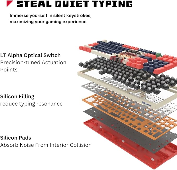 Bloody AT98 Boom Optical Mechanical Gaming Keyboard 98 Key Compact Layout RGB Backlit Exact Reset System | Alpha Optical Switch