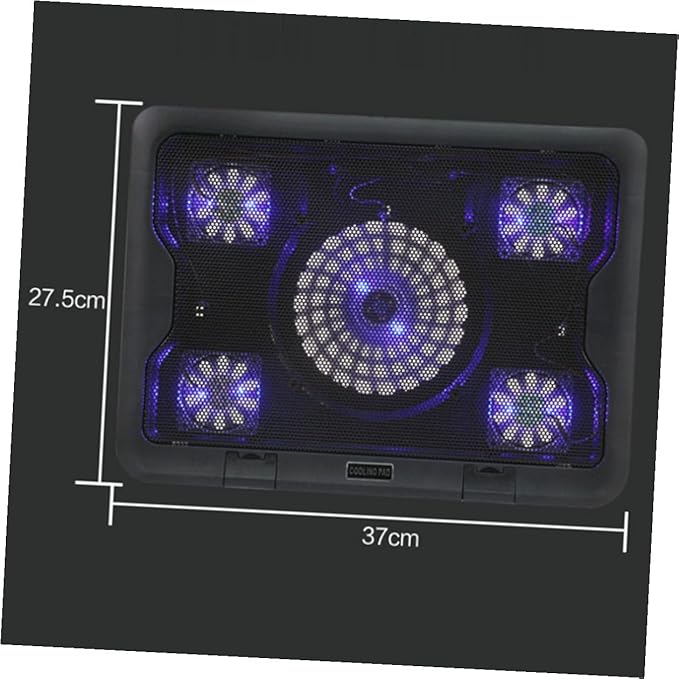 USB Laptop Cooling Platform 5-Fan Cooling Device with Adjustable Stand Anti-Skid Base for Notebooks and Gaming Laptops Black