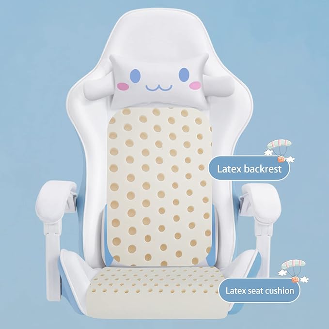 Gaming Chairs for Adults Gamer Chair with Footrest and Lumbar Support Height Adjustable 360°-Swivel Seat and Headrest and for Office Gaming Girl (Whitefootrest)