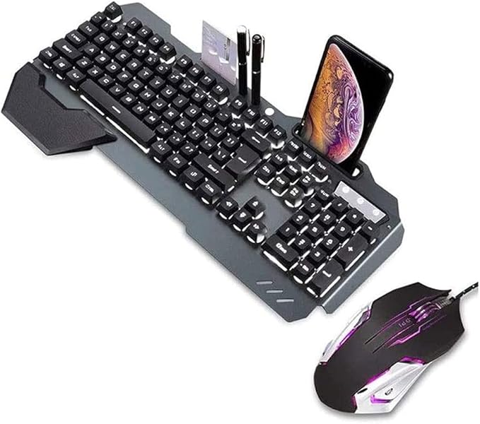 LED Backlit Mechanical Feel Business Office Keyboar Backlit Gaming Mouse Gaming Keyboard and Mouse Set for Windows &amp Mac PC Gamers (Color : Black)