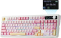 EPOMAKER TH99 PRO 96% Mechanical Keyboard with Screen &amp Knob 10000mAh 2.4Ghz/BT Hot Swap Custom Driver RGB Backlight PBT Keycap Wireless Gaming Keyboard for PC/Mac (Pink Creamy Jade)