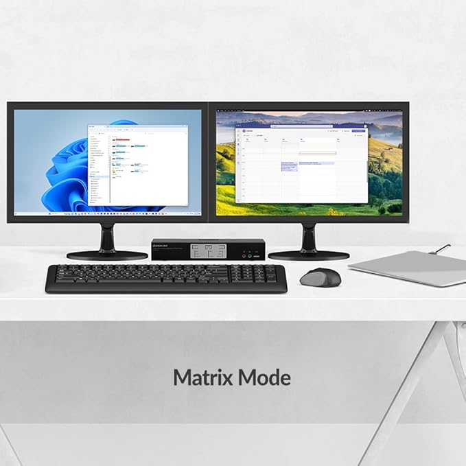 IOGEAR KVMP 2-Port 4K Dual View DisplayPort Matrix with USB 3.1 Gen1 Hub and Audio 4096x2160 @ 60Hz Mouse Crossover Switching 7.1 Audio Mixer Windows MacOS Linux - TAA Compliant - GCMS1922