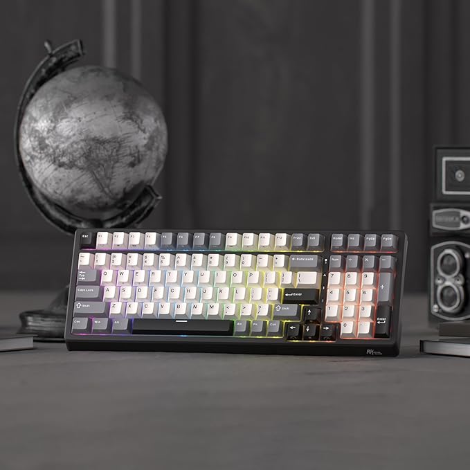 RK ROYAL KLUDGE F99 Wireless Mechanical Keyboard with Numper Pad Tri-Mode Hot Swappable 95%100 Keys Gaming Keyboard BT/2.4G/USB-C Pro Software 5000mAh Battery Customed Tactile Beige Switches