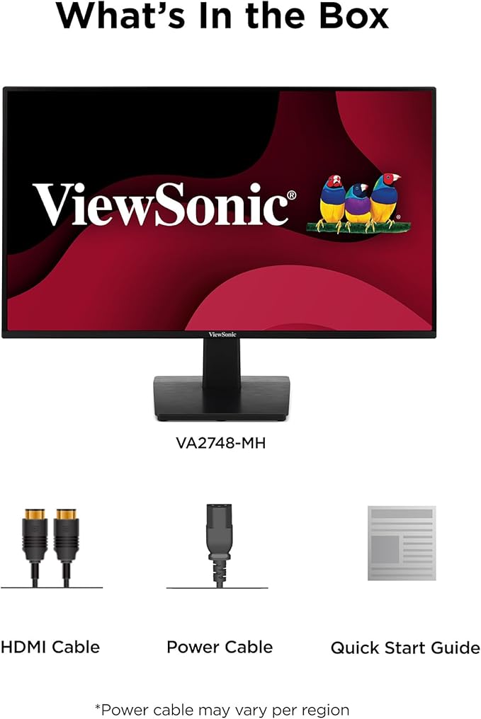 Viewsonic VA2748-MH 27 Inch Full HD 1080p IPS Monitor with 120Hz Variable Refresh Rate Eye Care HDMI and VGA Inputs for Home and Office