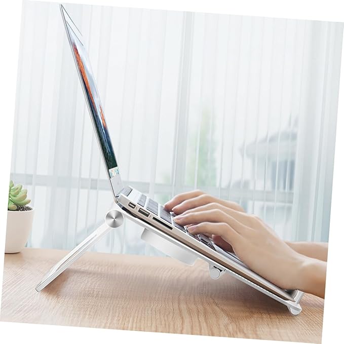 jojofuny Laptop Stand with Dual Cooling Fans Portable Notebook Holder with Anti-Slip Silicone Built-in Storage Lightweight Design for Travel and Business Compatible with All Laptops