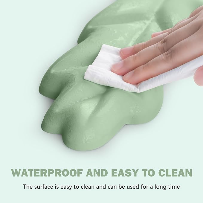 Keyboard Wrist Rest Pad Set Leaf Shape PU Leather Memory Foam Wrist Cushion SupportMouse Wrist Rest PadNon-Slip Wrist Support for Easy Typing Pain Relief Green Leaf