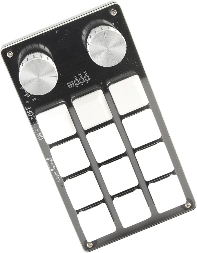 Macro Keyboard One Handed Programmable 12 Key Mechanical Keypad for Office Gaming Lab (Black White) (Black White)