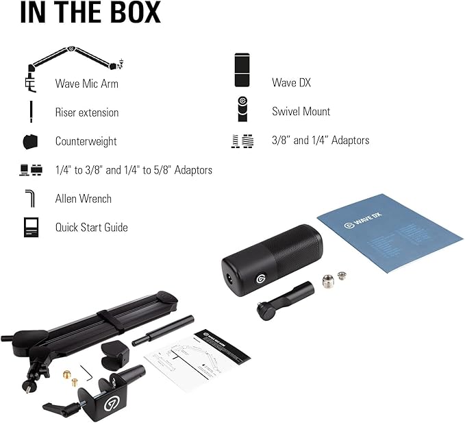 Elgato Wave DX XLR Microphone Speech Optimized No Signal Booster Required Reduces Unwanted Noise Wide Acceptance Angle Works With Any Audio Interface