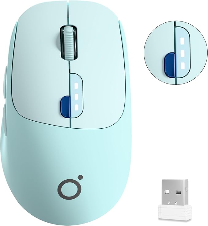EWEADN Q5 Wireless Mouse Bluetooth &amp 2.4G Quiet Computer Mouses with Battery Level Display 1600 DPI Ergonomic Office Mouse 6 Button Portable Cute Computer Mouse for Laptop/PC/Mac - Blue