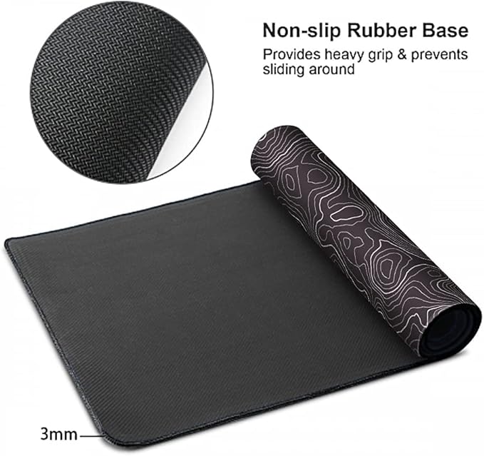 keepcute Topographic Desk Mat Non-Slip Gaming Mouse Pad 35.4 x 15.7 in