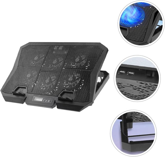 Laptop Cooling Pad 15.6 Inch Quiet Fan Stand with Adjustable Speed and Blue LED for Gaming and Office Use
