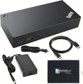 40AS0090US Docking Station Gen 2 - Supports 4K Display 1 Year Warranty Docking Station with 90W Adapter + Microfiber Cloth + DisplayPort Cables - USB-C Thunderbolt 3 Dock (Renewed)