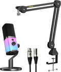MAONO Dynamic Microphone Boom Arm Kit: Noise Cancellation Mic Bundle for Gaming Podcast Studio Streaming Recording Vocal PD100X+BA37+XLR-180