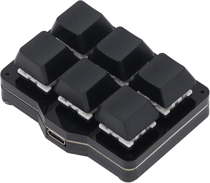 Pongnas 6 Key Gaming Keyboard Macro Mechanical Keypad for Lightweight Small Gaming Keypad with Timely Reminder Efficient One Hand Keyboard with One Click Start Universal for
