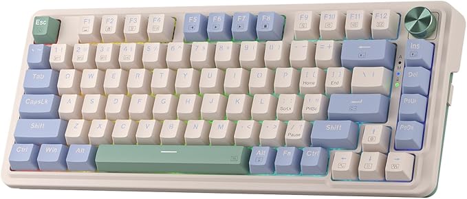 Redragon K673 PRO 75% Wireless Gasket RGB Gaming Keyboard 3-Modes 81 Keys Compact Mechanical Keyboard w/Hot-Swap Socket Dedicated Knob Control &amp Sound Absorbing Pads Linear Red Switch