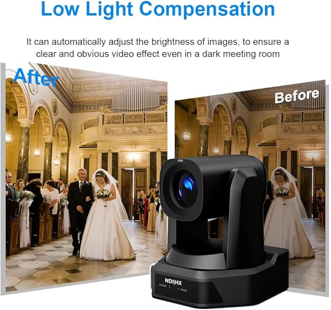 NDI PTZ CameraAi Auto Tracking30X Optical ZoomFHD1080P 60fps PTZ Camera with HDMI LAN USB SDI POEfor Church Worship Education Events vMix OBS Wirecast RP-HD66A-30N