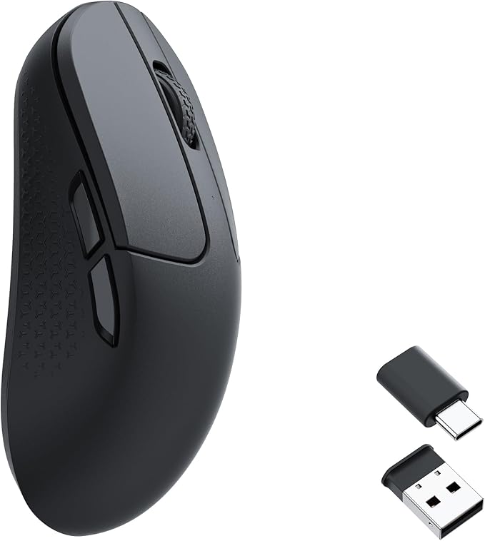 Keychron M3 Mini Wireless Optical Mouse Bluetooth 5.1/2.4 GHz/Wired Gaming Mouse Programmable PixArt 3395 Sensor with up to 26000 DPI/ 650 IPS Lightweight Ergonomic for Windows Mac Linux - Black