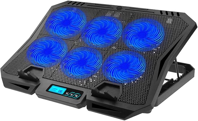 Laptop Cooling Pad 15.6 Inch with 6 Fans Quiet USB Powered Laptop Cooler Stand for Gaming and Office Use Adjustable Speed Blue LED Fan Cooling Base
