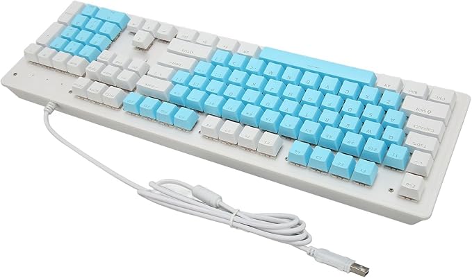 Computer Keyboard Gaming Keyboard Wired USB Connection 104 Keys for Office (Red Switch(Blue White Keycaps))