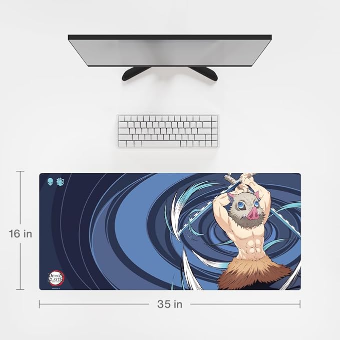 Demon Slayer Kimetsu No Yaiba Inosuke Gaming Mouse Pad Computer Mouse Mat Flat Stitched Edge Non-Slip Rubber Base Gamers &amp Office Use - Officially Licensed