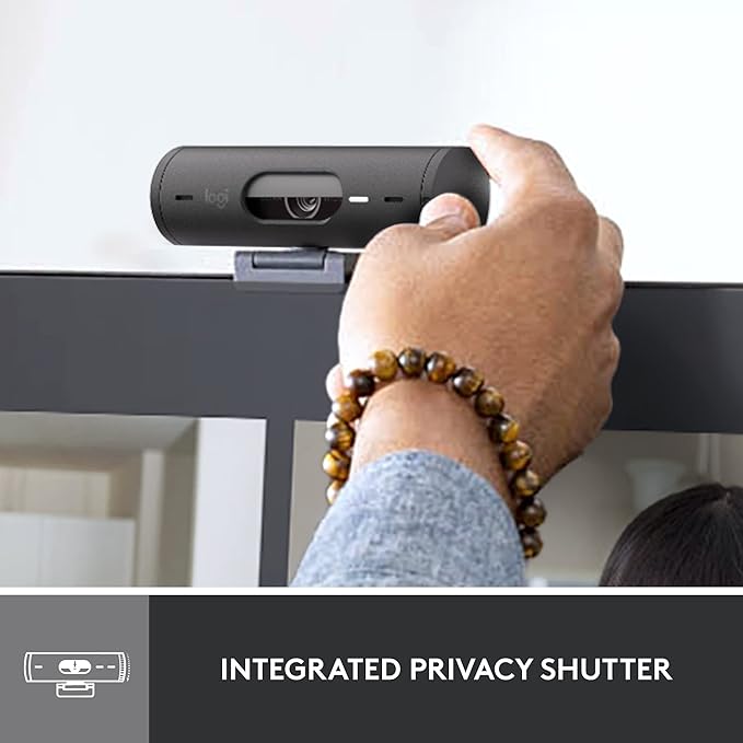 Logitech Brio 501 Full HD Webcam with Auto Light Correction Show Mode Noise Reduction Mics Privacy Cover Works with Microsoft Teams Google Meet Zoom Nintendo Switch 2 New GameChat Mode - Black
