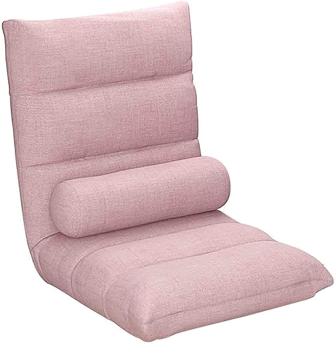 Indoor Loungers Heavy Duty Floor Chair with Back Support Home &amp Office Relax Seat Cushions Fold Up Padded Bed Chair (Color : Pink)
