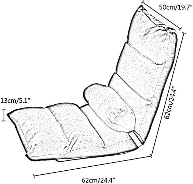 ELEFOCUS Folding Floor Chair Multi-Position Adjustable Moon Chair with Independent Cotton Bale Lazy Sofa for Balcony Bay Window(White)