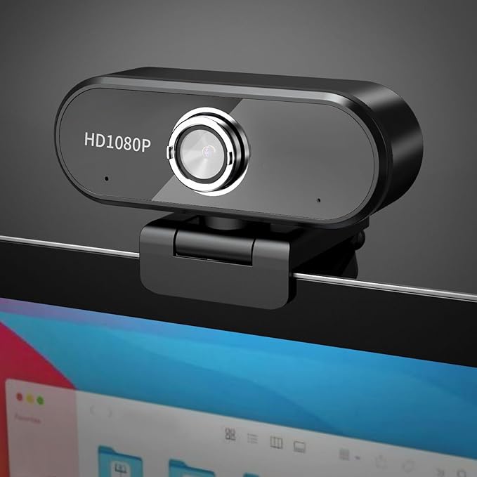 Full HD 1080P USB Webcam Computer Camera with Noise Reduction Mic 120° Wide Angle Lens Plug and Play 360° Rotation for Video Conferencing