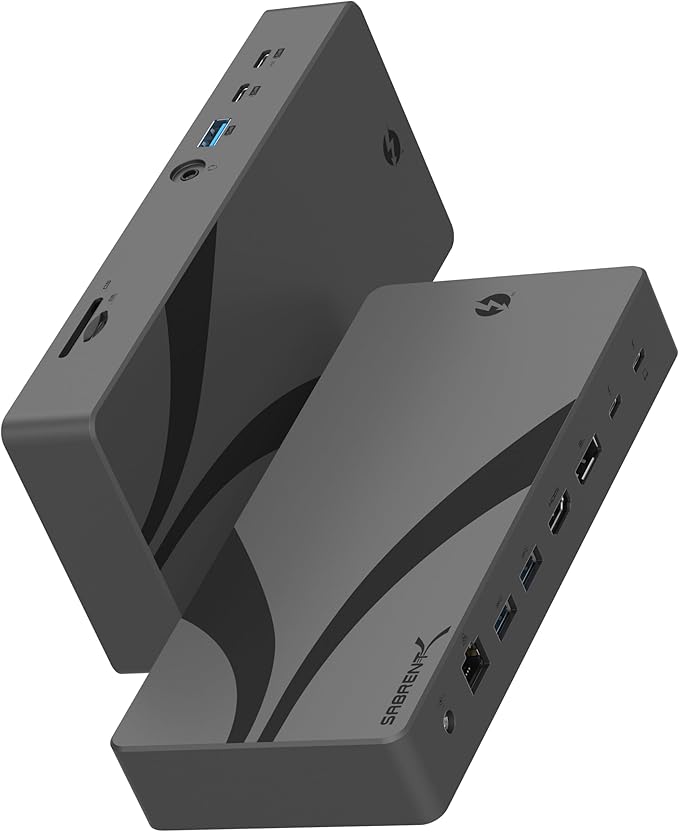 SABRENT Thunderbolt 4 Docking Station TB4 Ports 8K/4K USB4 &amp TB3 Compatible DP 1.4 HDMI 2.1 USB-C/USB-A Ports Gigabit Ethernet Audio Jack SD/TF Card Reader Windows/macOS/Linux (DS-T4MF)