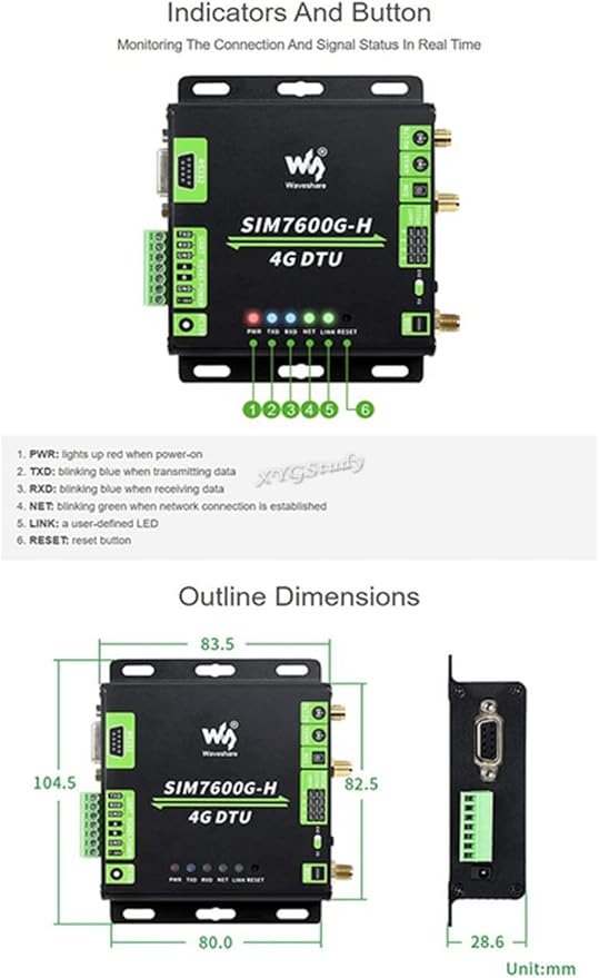 Industrial Grade SIM7600G-H 4G DTU USB UART/RS232/RS485 Multi Interfaces Communication LTE Global Band Support
