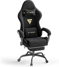 Huracan Velvet Fabric Gaming Chair with Footrest for Adults Ergonomic Gaming Chairs with Massage Lumbar Reclining Racing Computer Chair with Spring Cushion for Home Office Video Game Black