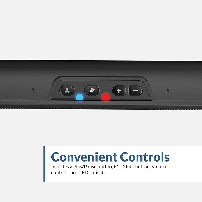Cyber Acoustics USB &amp Bluetooth Speaker Bar (CA-2890BT) – USB Powered Speaker with Speakerphone for PC and Bluetooth to Simultaneously Connect to Smartphones Clamps to Monitor Convenient Control