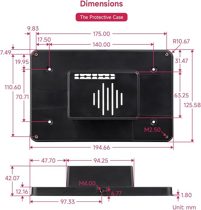 Waveshare Official 7inch Capacitive Touch Display Compatible with Raspberry Pi 720 × 1280 IPS DSI Interface 5-Point Touch Comes with Protective Case