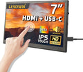 7 inch Small Portable USB C Monitor 7 Capacitive Touchscreen HD 1024x600 IPS Secondary Sub Screen mini LCD Display with Speakers for Laptop PC Smartphone