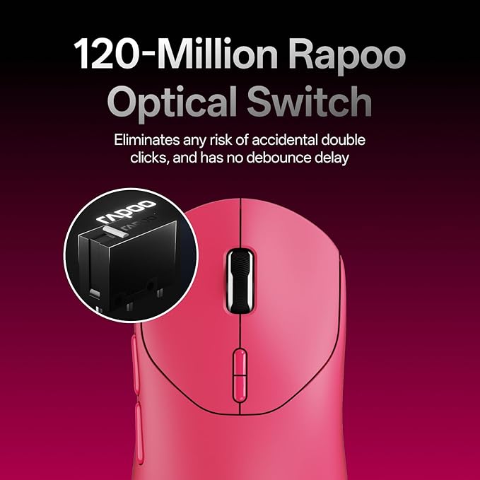 Rapoo VT2 MAX Wireless Gaming Mouse True 8K Wireless Polling Rate 53g Lightweight Up to 750 Hr Battery Nordic nRF54L15 MCU 120-Million Optical Switch 10 Programmable Buttons Macro Enabled