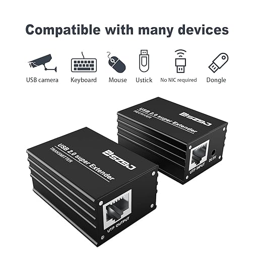 USB Extender Over RJ45 Cat5E/6 up to 230ft Ethernet Cable Extender with Power Adapter with 2 USB2.0 Output - Full USB 2.0 Support for Keyboard DongleMouse Webcam and All Operating System 102