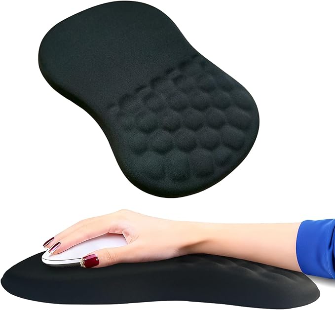Ergonomic Mouse Pad Wrist SupportMemory Foam Wrist Rest Mousepad for Relieve Wrist Fatigue12x8inch Comfortable Massage Design Mouse MatOffice&ampGame Mouse Pad for LaptopComputerBlack