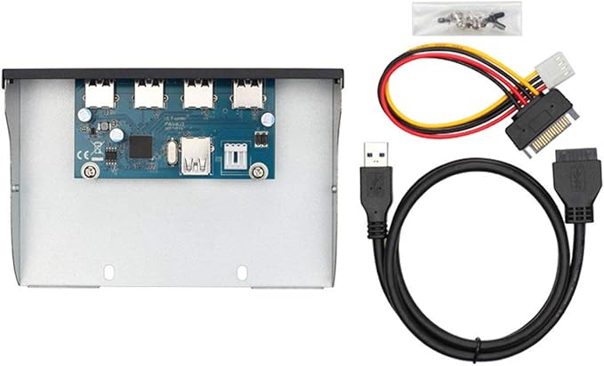 JSER USB 3.0 HUB 4 Ports HUB Front Panel to Motherboard 20Pin 19Pin Header Connector Cable Compatible for 5.25 CD-ROM Bay