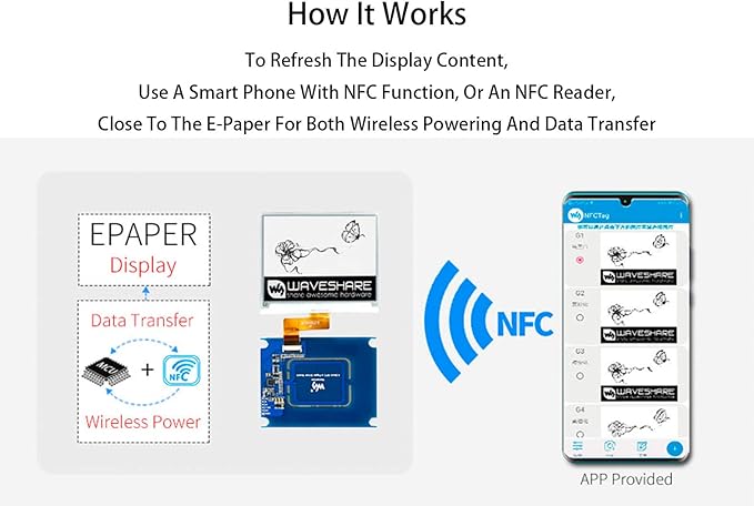 4.2inch Passive NFC-Powered e-Paper 400 x 300 Pixel ePaper Screen Adopts Novel Passive NFC Technology No Battery Required No Messy Wiring Wire-Less Powering &amp Data Transfer