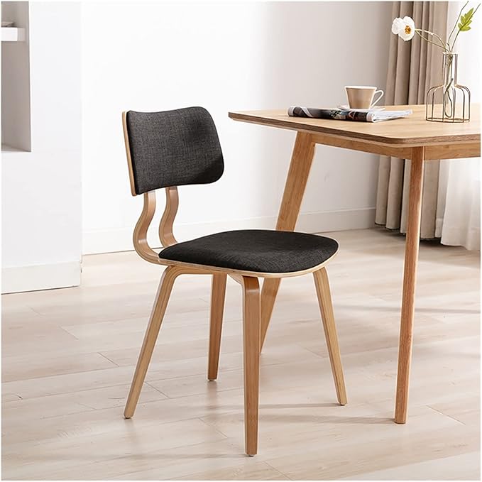 Adjustable Office Computer Chair with Armrest Solid Wood Dining Chairs Kitchen Bedroom Backrest Chair Home Furniture Stool Hotel Restaurant Chair(Log Black)