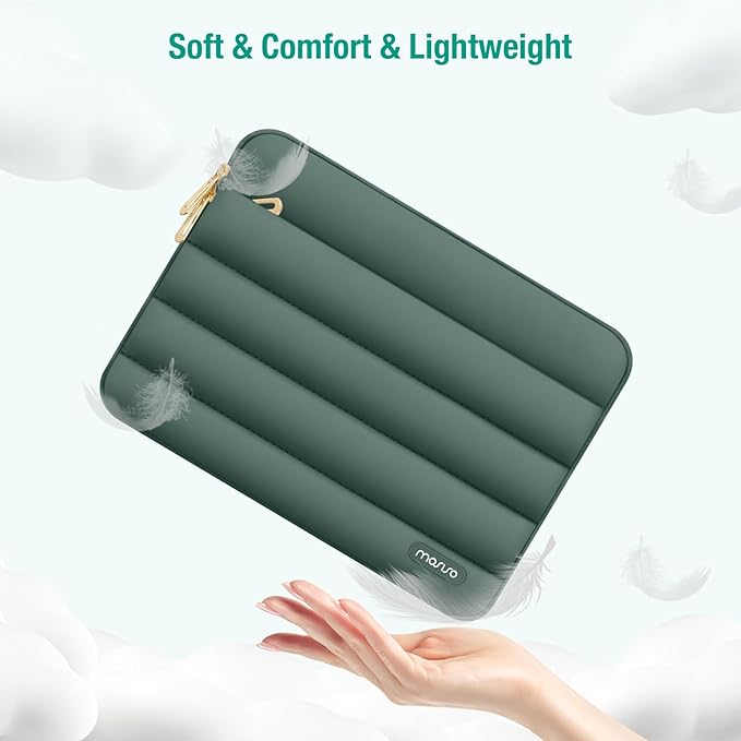 MOSISO Laptop Case 13-13.3 inch Puffy Laptop Sleeve Polyester Horizontal Bag with Small Case Wrist Rest Support for Mouse Pad&ampKeyboard Set Circle Curved Ergonomic Mousepad&ampCoaster Midnight