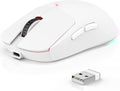 Bluetooth Wireless Gaming Mouse for MacBook Air PC iPad Pro Ergonomic Rechargeable Laptop Mice with Jiggler Mode 8000DPI RGB Computer Mouse Wired/Bluetooth 5.3/2.4G USB 3 Mode Connect - White