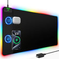 RGB Desk Mat with 15W Fast Charging Mouse Pad Wireless Charging Large Gaming Mousepad for Desk Pad Waterproof Non-Slip
