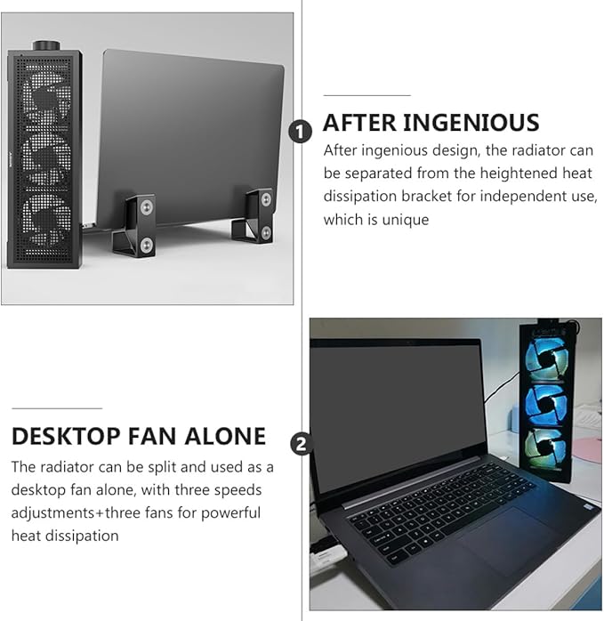 POPETPOP RGB Adjustable Speed Laptop Cooling Pad with Aluminum Heightened Stand Professional Notebook Cooler for Gaming and Office Use