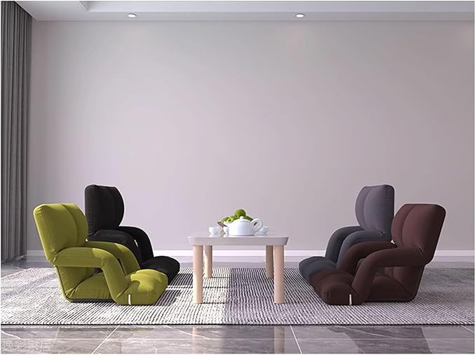 Aimeryup Armrest Sofa Legless Chair Metal 6-Speed Adjustable Height Foldable Fabric Cushion Living Room Bedroom(Size:55X47X50CMColor:F)