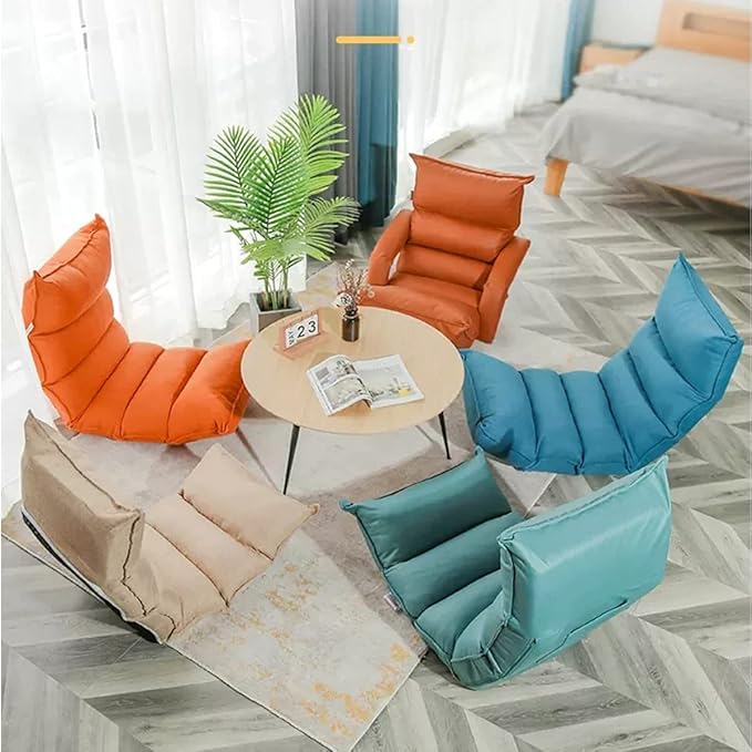 YCKEGEW Bedroom Recliner Chair Floor Padded Seating High Back Reading Gaming Lounge Chair Reading Gaming Chair for Adult and KidsBed Chair Yoga Chair (Color : Orange)